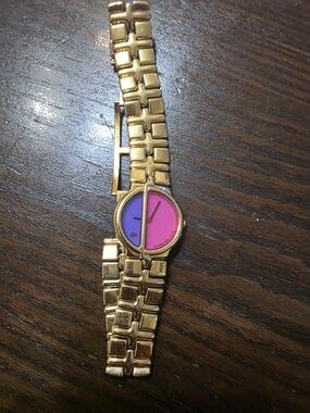 Raymond Weil Gold-Tone Bracelet Watch with Pink and Purple Dial
